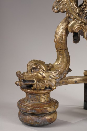 Paire De Chenets En Bronze D’époque XVIIIe - Galerie Gilles Linossier