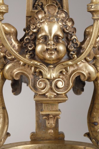XVIIIe siècle - Paire ce chenets en bronze d’époque XVIIIe