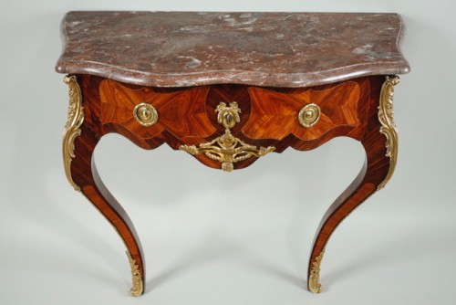 Petite console murale d'époque Louis XV attribuée à Jean Popsel - Mobilier Style Louis XV