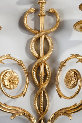 18th century - Pair Of Caduceus Sconces