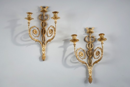 Antiquités - Pair Of Caduceus Sconces