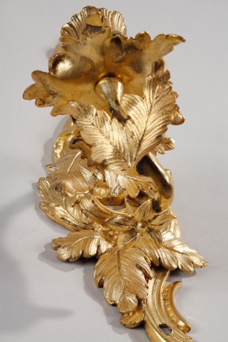 Louis XV - Small Pair Of Louis XV Rocaille Sconces In Gilt Bronze