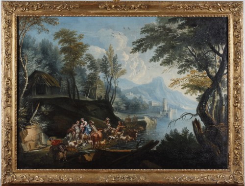 Paire de paysages italiens attribués à Marco Ricci - Tableaux et dessins Style 