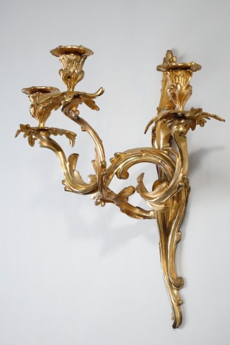 18th century - Pair Of Wall Lights With 3 Branches From The Louis XV Period