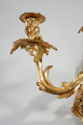 Pair Of Wall Lights With 3 Branches From The Louis XV Period - Louis XV