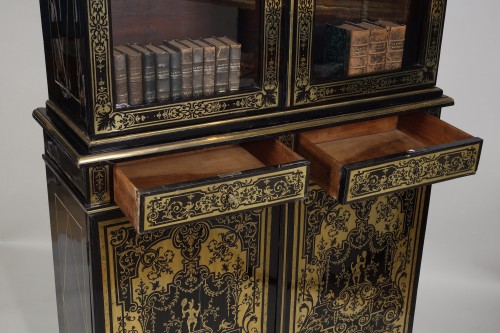 Bibliothèque en marqueterie « Boulle », Attribuée à André Charles Boulle - Mobilier Style Louis XIV