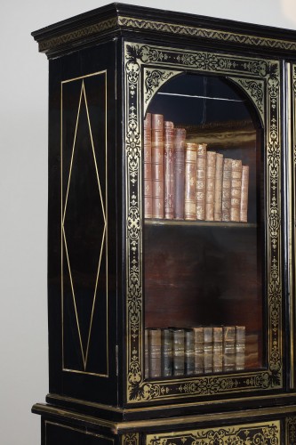 Mobilier Bibliothéque, vitrine - Bibliothèque en marqueterie « Boulle », Attribuée à André Charles Boulle