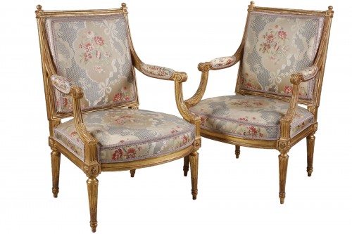 Pair of armchairs called “to the queen”, stamped by Adrien Pierre DUPAIN