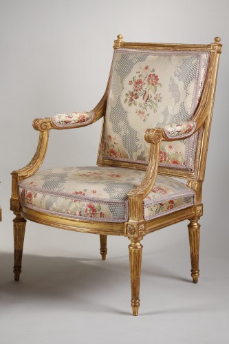 Seating  - Pair of armchairs called “to the queen”, stamped by Adrien Pierre DUPAIN