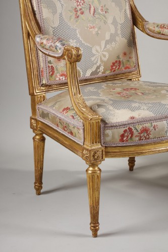 Pair of armchairs called “to the queen”, stamped by Adrien Pierre DUPAIN - 