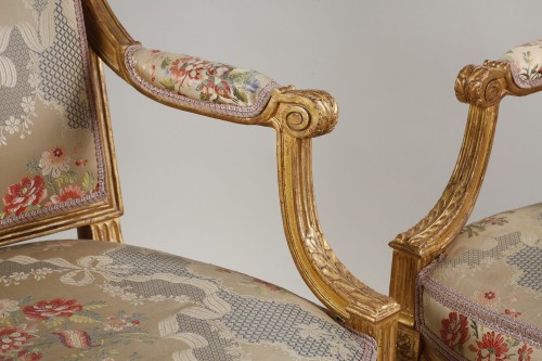 Louis XVI - Pair of armchairs called “to the queen”, stamped by Adrien Pierre DUPAIN