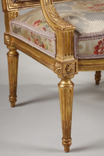 Antiquités - Pair of armchairs called “to the queen”, stamped by Adrien Pierre DUPAIN