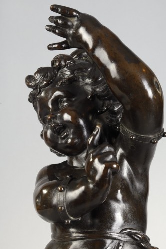 Sculpture Sculpture en Bronze - Paire de putti en bronze attribuée à Charles François Ladatte