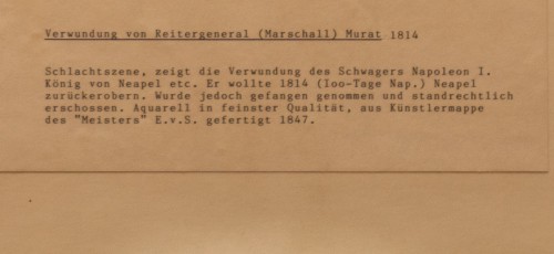 Tableaux et dessins Dessin, Aquarelle & Pastel - Peinture miniature à l’aquarelle « Blessure du maréchal Joachim Murat », signée E.v.S