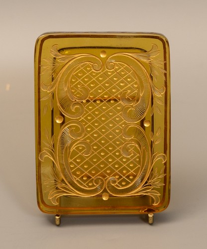 Horology  - Carriage Clock in Amber Crystal with Case