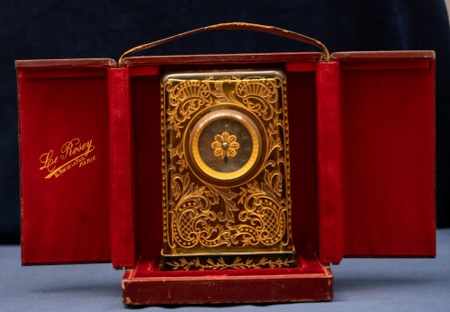 Napoléon III - Carriage Clock in Amber Crystal with Case