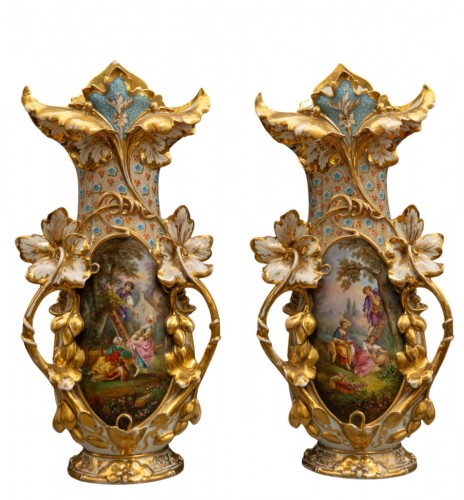 Large Pair of Vieux Paris Porcelain Vases