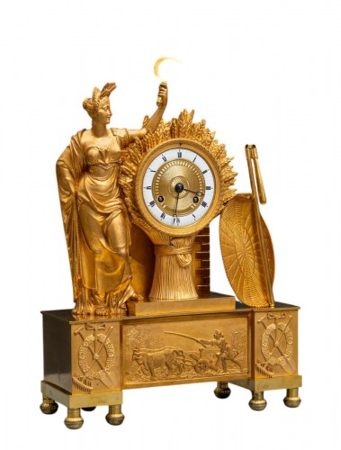 Empire Gilt Bronze Mantel Clock, "Allegory of Summer"
