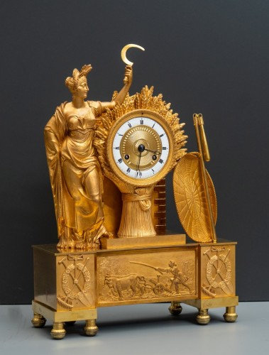 Empire Gilt Bronze Mantel Clock, "Allegory of Summer" - 