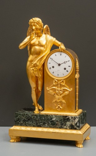 Horology  - Empire Gilt Bronze Mantel Clock - L'Amour Silencieux