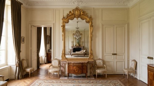 Important miroir trumeau d'époque Napoléon III en bois et stuc dorés - Napoléon III