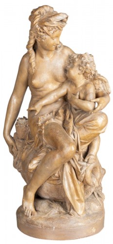 Vénus désarmant l'Amour, groupe en terre cuite XIXe siècle