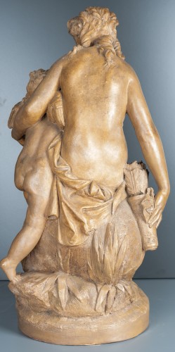 Sculpture Sculpture en Terre cuite - Vénus désarmant l'Amour, groupe en terre cuite XIXe siècle