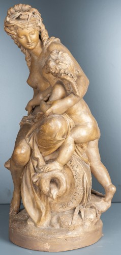 Vénus désarmant l'Amour, groupe en terre cuite XIXe siècle - Gregory Redding