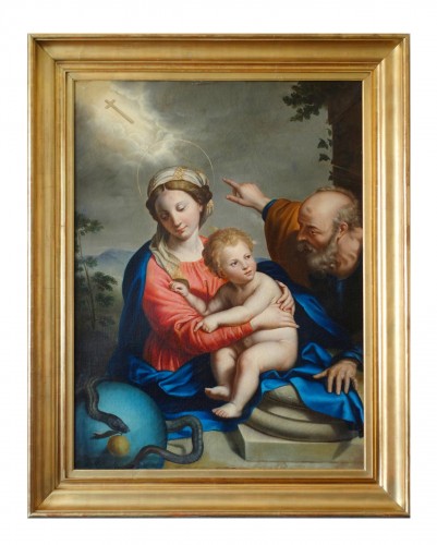Sainte famille, tableau d'autel du 19e siècle  d'après Mignard