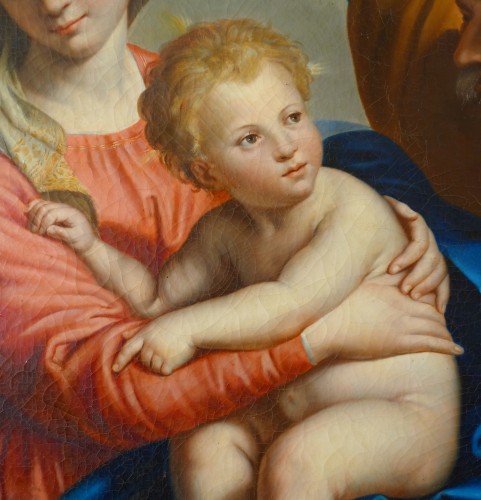 Sainte famille, tableau d'autel du 19e siècle  d'après Mignard - GSLR Antiques