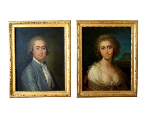 Paire de portraits d'époque Louis XVI - famille de Bressac