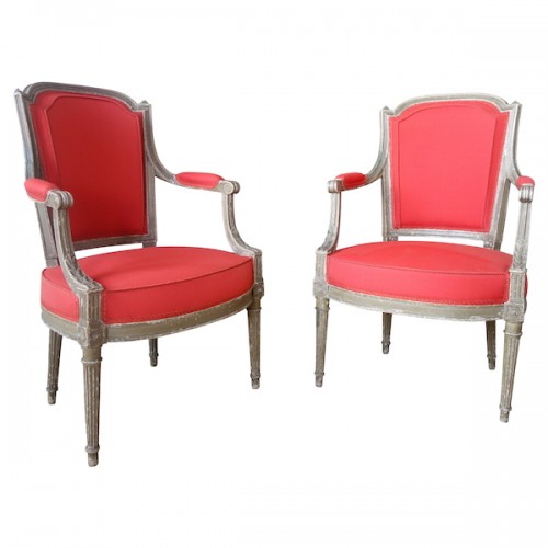 Pair of Louis XVI cabriolet armchairs attributed to Henri Jacob - 18th cent