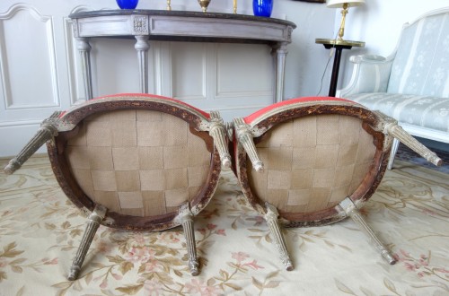 Pair of Louis XVI cabriolet armchairs attributed to Henri Jacob - 18th cent - 