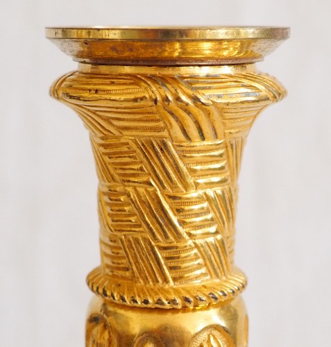 Pair of Empire ormolu torch candlesticks - Empire