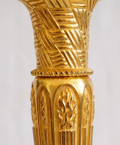 Empire - Pair of Empire ormolu torch candlesticks