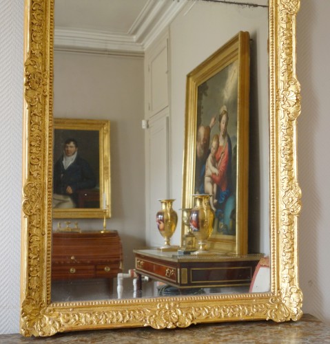 Miroir en bois sculpté et doré, époque Louis XIV Régence  - Régence