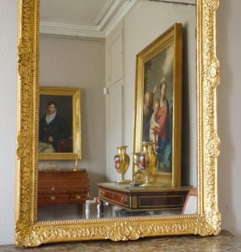   Large Louis XVI half-moon-shaped console, patinated wood, 18th century - French Regence