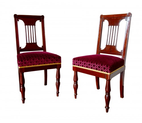 Jacob Desmalter : pair of Empire mahogany chairs, early 19th cent. ca 1810