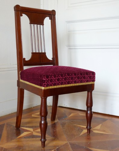Paire de chaises Empire en acajou et velours par Jacob Desmalter - Sièges Style Empire