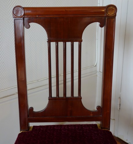 Antiquités - Jacob Desmalter : pair of Empire mahogany chairs, early 19th cent. ca 1810