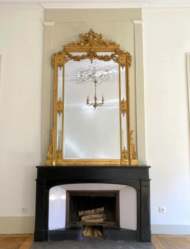 Gold leaf gilt wood Overmantel with mercury glass, circa vers 1850-60 - Mirrors, Trumeau Style Napoléon III