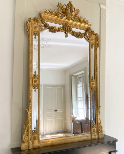 Gold leaf gilt wood Overmantel with mercury glass, circa vers 1850-60 - 