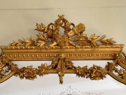 Napoléon III - Gold leaf gilt wood Overmantel with mercury glass, circa vers 1850-60