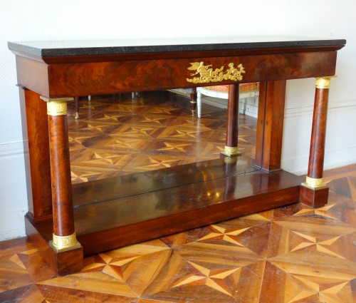 Importante console d'époque Empire en acajou et bronze doré - Mobilier Style Empire