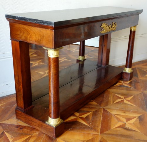 Furniture  - Important Empire period console in mahogany and gilt bronze