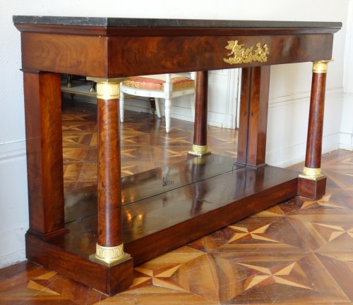 Important Empire period console in mahogany and gilt bronze - 