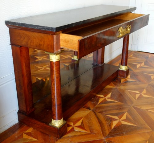 19th century - Important Empire period console in mahogany and gilt bronze