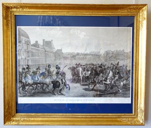 Revue du Général Bonaparte aux Tuileries, grande gravure - Gravures et livres anciens Style Empire