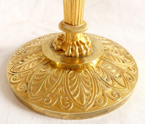 XIXe siècle - Paire de flambeaux Empire en bronze doré par Claude Galle