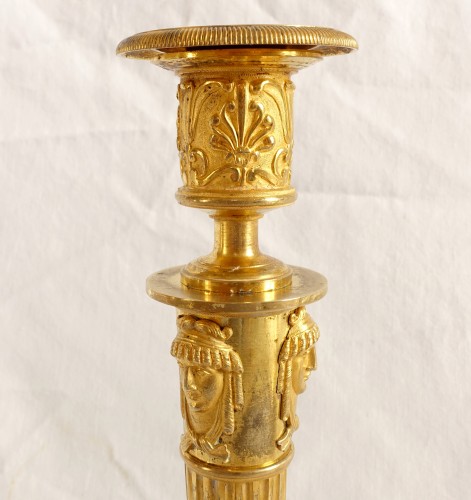 Empire - Pair of Empire ormolu candlesticks by Claude Galle